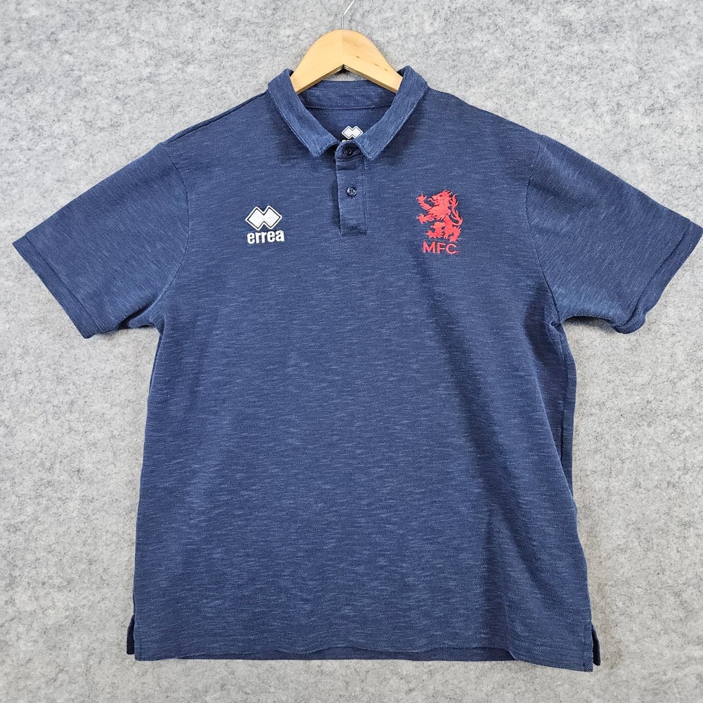 Errea Middlesbrough FC Polo Shirt Size L Oeko-Tex‎ Heathered Blue Futbol Soccer